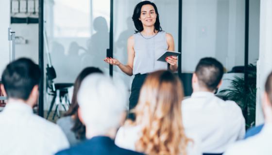 Women giving a presentation 