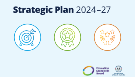 3 icons representing the strategic plan and text that reads strategic plan 2024-27