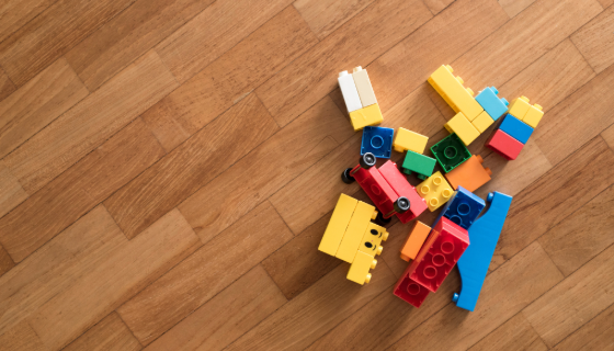 building blocks on a wooden floor